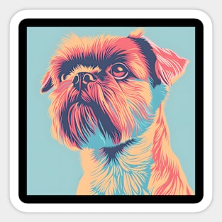 70s Brussels Griffon Vibes: Pastel Pup Parade Sticker